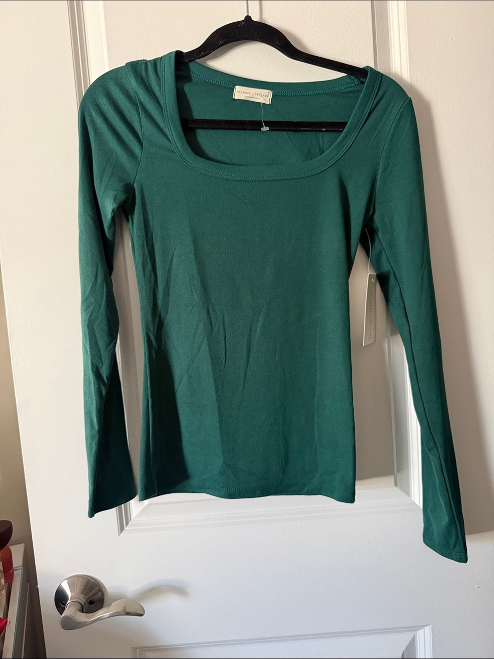 Long Sleeve Scoop Neck Top in Teal